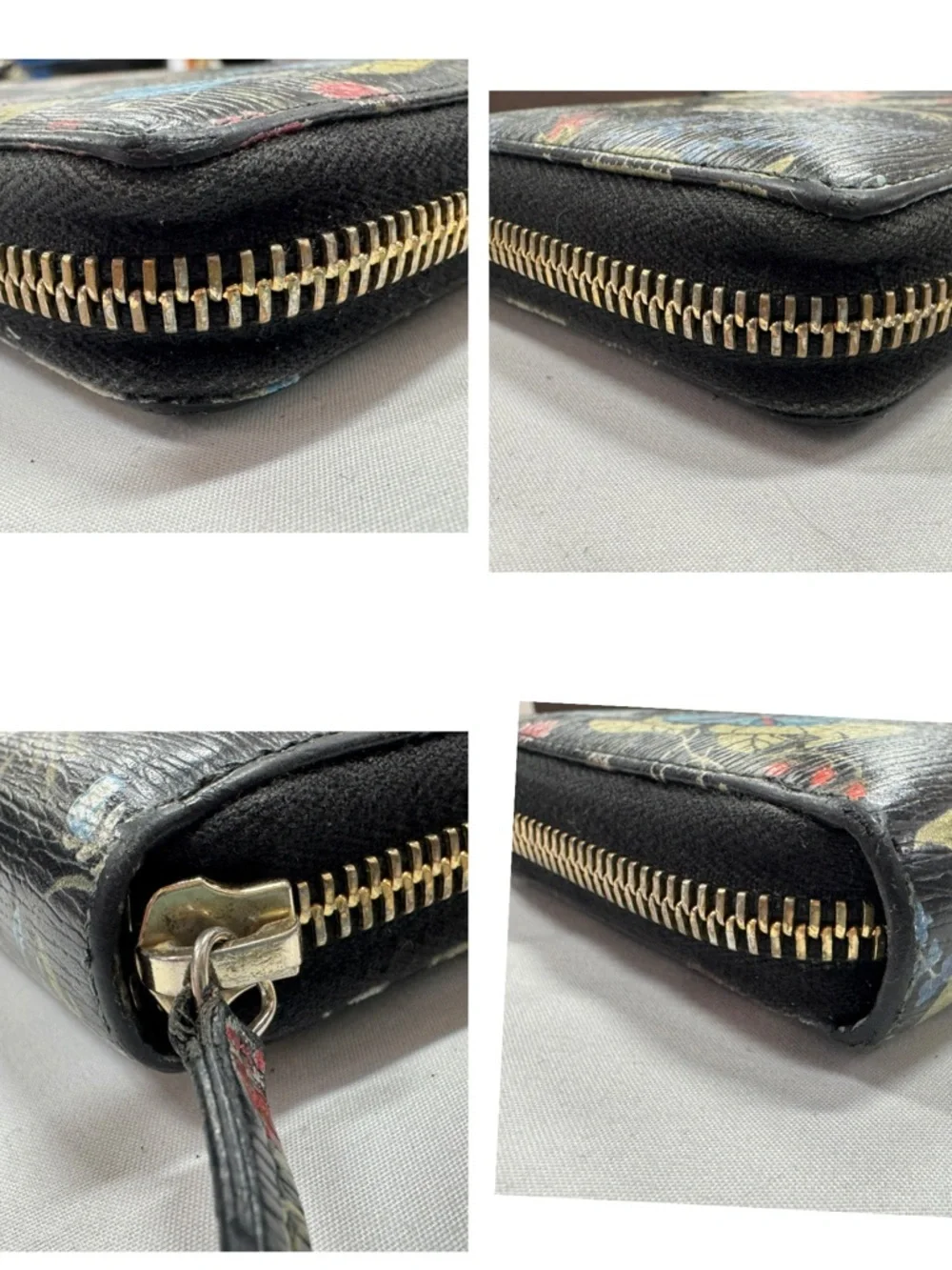 Gucci Black Floral Knight Zip Wallet - Picture 5 of 8